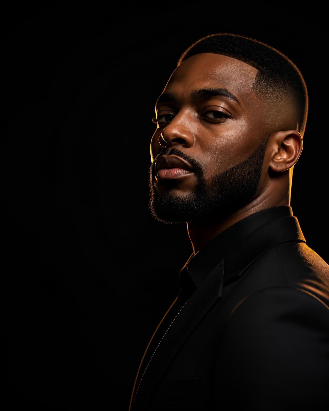 Black man with a fresh fade haircut at Mhiz Famous Unisex Salon