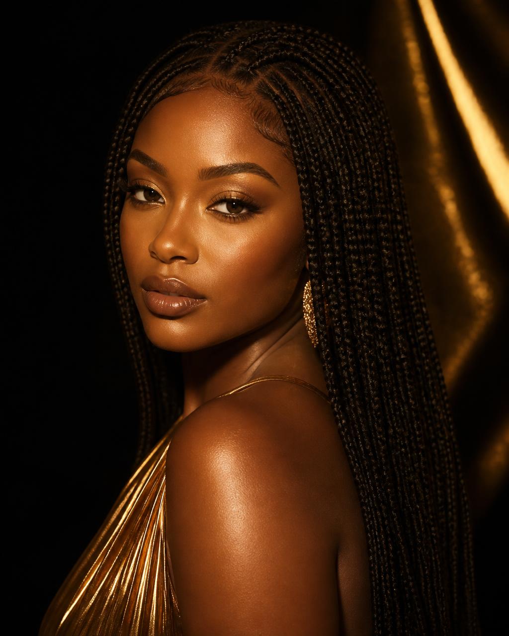Black woman with long knotless box braids